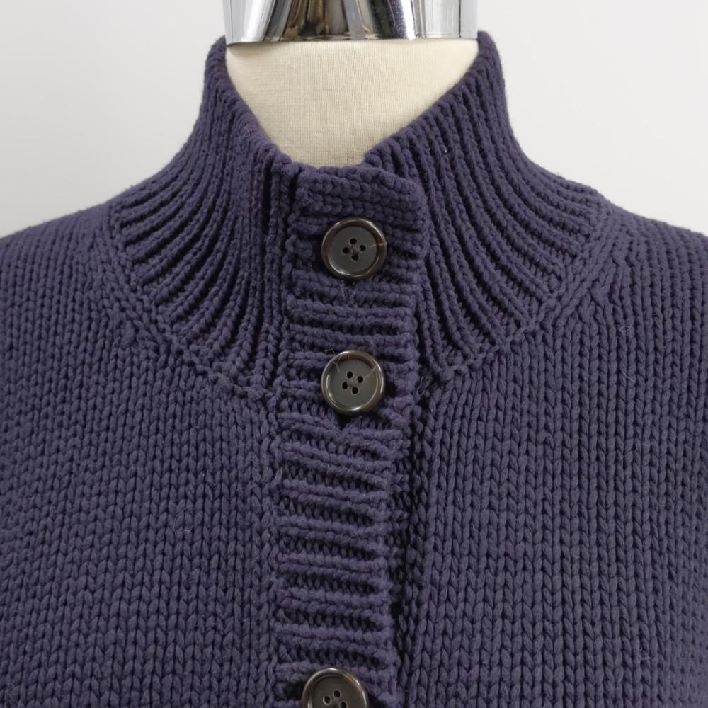Lands' End navy blue cotton cardigan-sz M - Picture 2 of 6